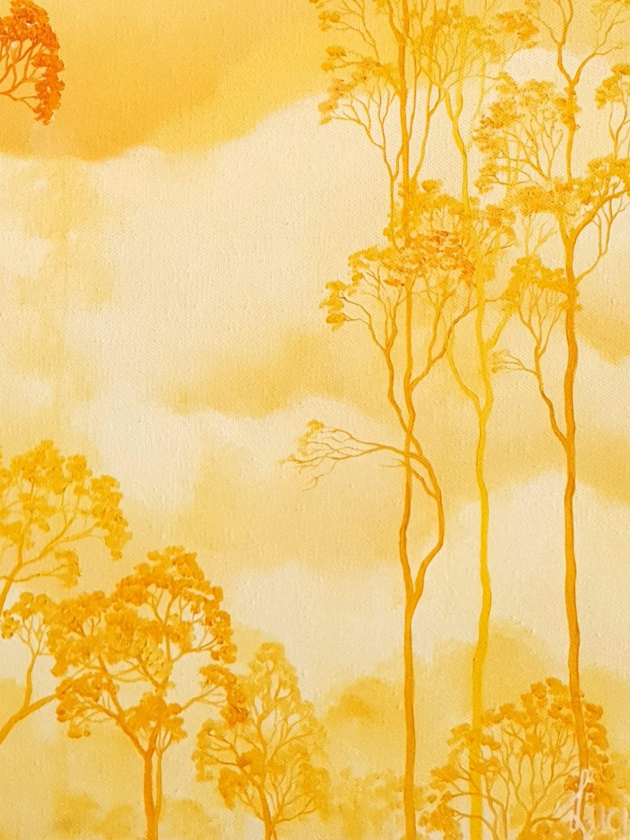 Detail of the original oil painting &quot;Canary Skies&quot; by Lucinda Leveille