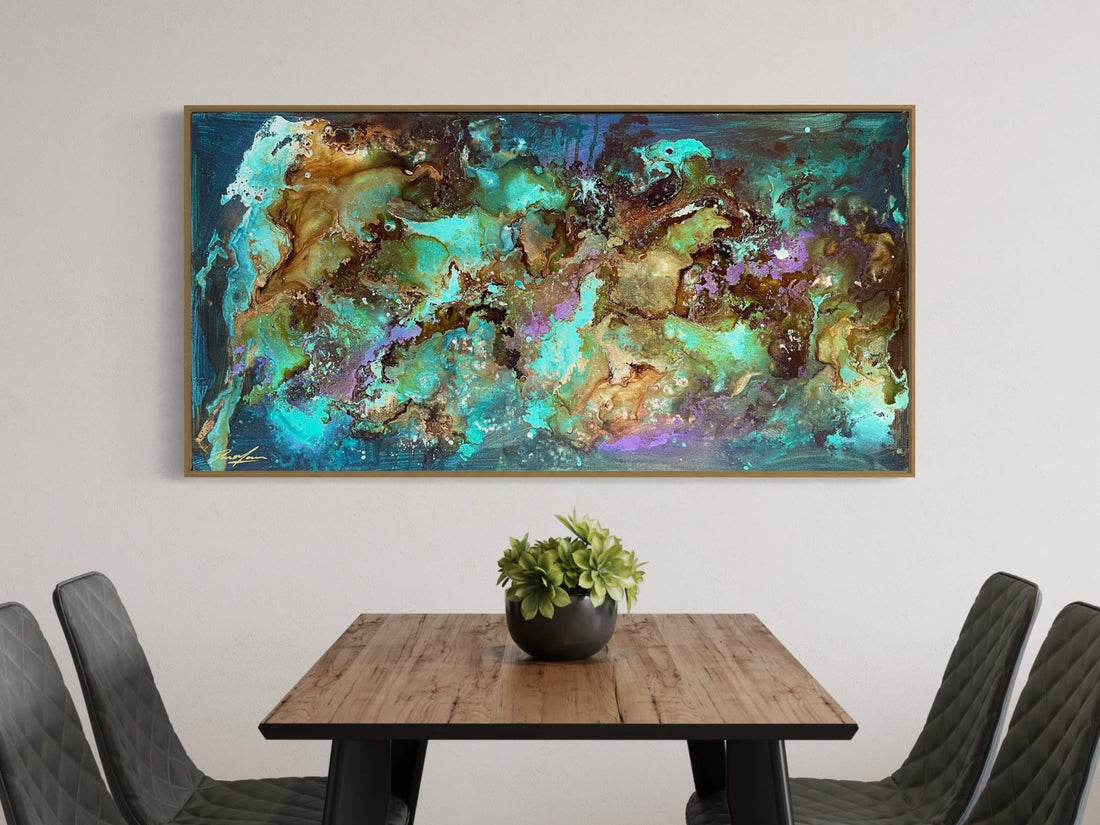 Image of an abstract mixed media painting entitled &quot;Azure Opulence&quot;